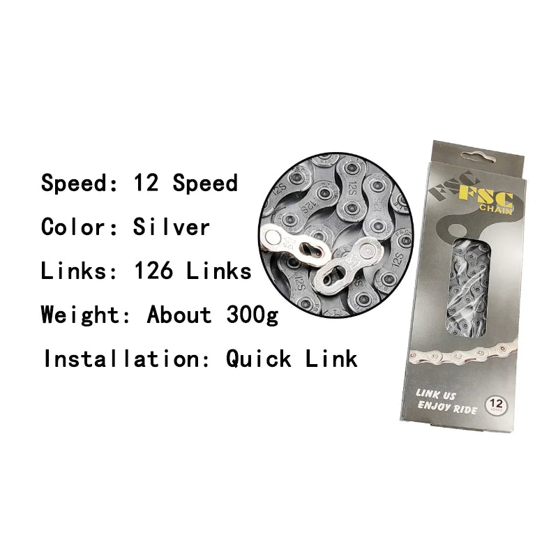 FSC 6/7/8/9/10/11/12 Speed Velocidade Bicycle Chain 116/126 Links Ultralight MTB Mountain Road Bike 6S 7S 8S 9S 10S 11S 12S