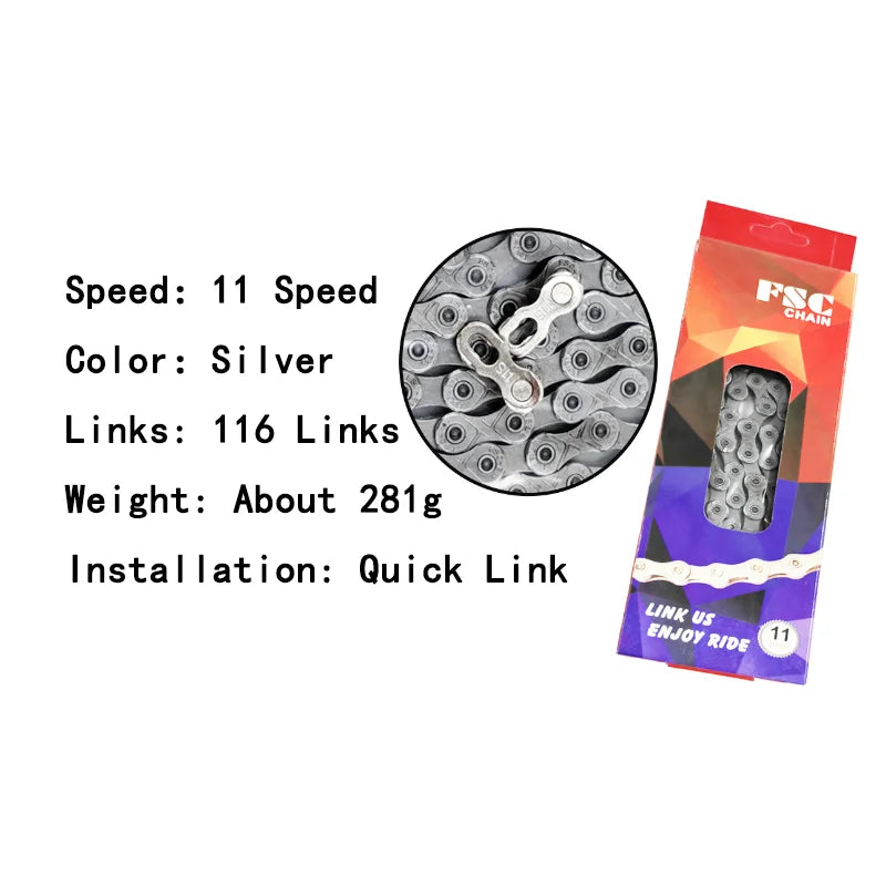 FSC 6/7/8/9/10/11/12 Speed Velocidade Bicycle Chain 116/126 Links Ultralight MTB Mountain Road Bike 6S 7S 8S 9S 10S 11S 12S