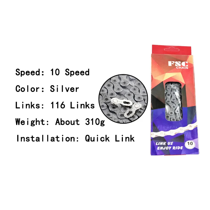 FSC 6/7/8/9/10/11/12 Speed Velocidade Bicycle Chain 116/126 Links Ultralight MTB Mountain Road Bike 6S 7S 8S 9S 10S 11S 12S