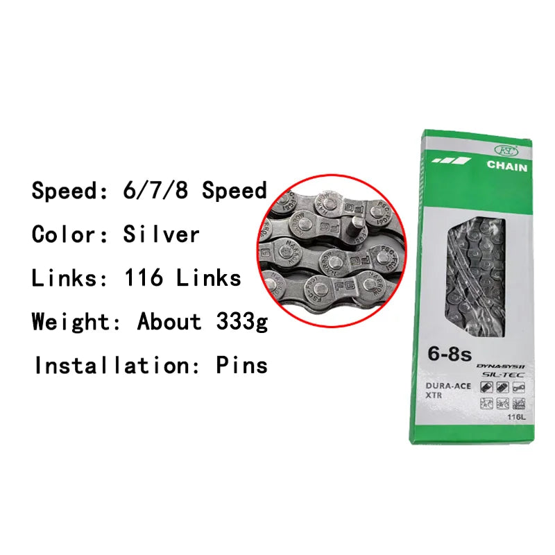 FSC 6/7/8/9/10/11/12 Speed Velocidade Bicycle Chain 116/126 Links Ultralight MTB Mountain Road Bike 6S 7S 8S 9S 10S 11S 12S