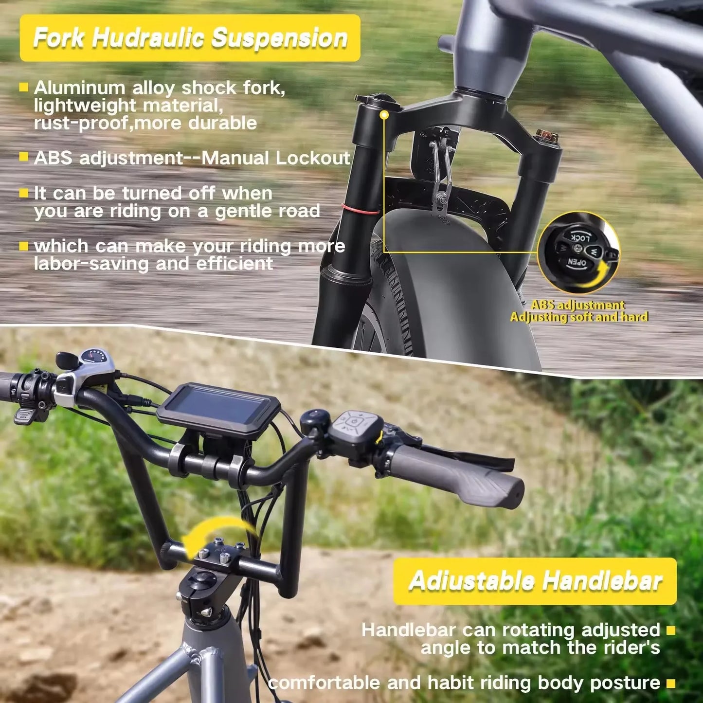 2024 New with 750W 1000W Motor Two Battery 48V 20" Electric Bike for Adults Electric Mountain Bike Electric Fat Tire Bicycles